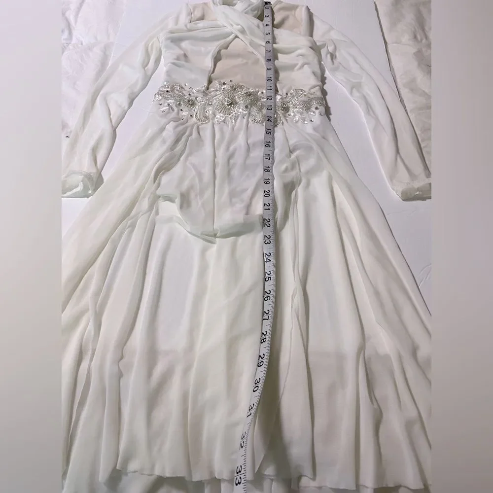 WEISSMAN Dance elite lyrical custom solo illusion dress white Star D10402 MC chi